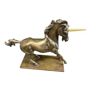Vintage Elegant Bronze Unicorn Sculpture
